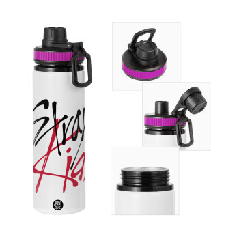 Stray Kids, Metallic water bottle with safety lid, 850ml aluminum
