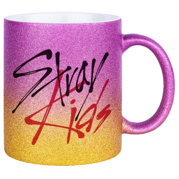 Stray Kids, Κούπα Χρυσή/Ροζ Glitter, κεραμική, 330ml