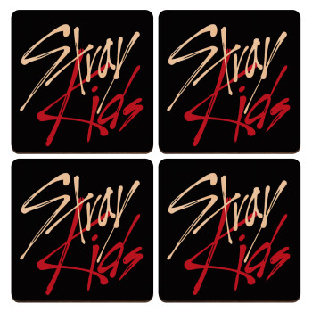 Stray Kids, ΣΕΤ x4 Σουβέρ ξύλινα τετράγωνα plywood (9cm)