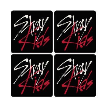 Stray Kids, ΣΕΤ 4 Σουβέρ ξύλινα τετράγωνα (9cm)