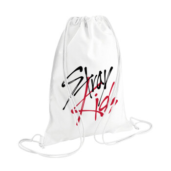 Stray Kids, Τσάντα πλάτης πουγκί GYMBAG λευκή (28x40cm)