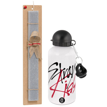 Stray Kids, Easter Set, metallic aluminum water bottle (500ml) & aromatic flat Easter candle (30cm) (GRAY)