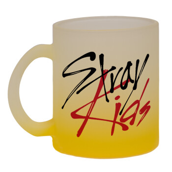 Stray Kids, Κούπα γυάλινη δίχρωμη με βάση το κίτρινο ματ, 330ml