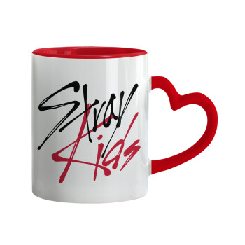 Stray Kids, Κούπα καρδιά χερούλι κόκκινη, κεραμική, 330ml