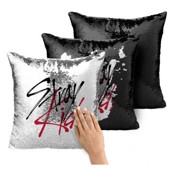 Stray Kids, Μαξιλάρι καναπέ Μαγικό Μαύρο με πούλιες 40x40cm περιέχεται το γέμισμα