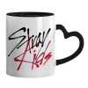 Mug heart black handle, ceramic, 330ml