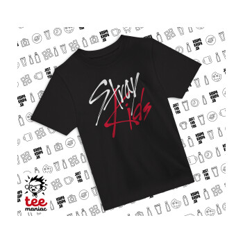 Stray Kids, Άνετο παιδικό T-Shirt ΜΑΥΡΟ από 100% βαμβάκι, για κάθε μέρα. Vegan & OEKO-TEX πιστοποιημένο.