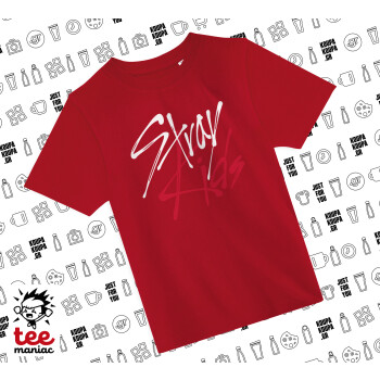 Stray Kids, Άνετο παιδικό T-Shirt ΚΟΚΚΙΝΟ από 100% βαμβάκι, για κάθε μέρα. Vegan & OEKO-TEX πιστοποιημένο.
