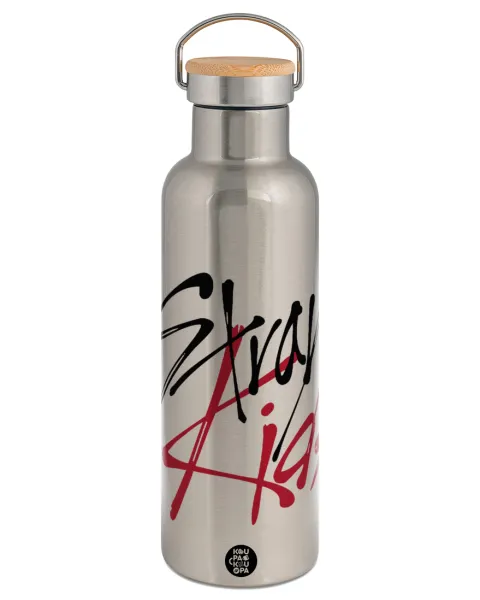 Stray Kids — Stainless steel Silver with wooden lid (bamboo), double wall, 750ml