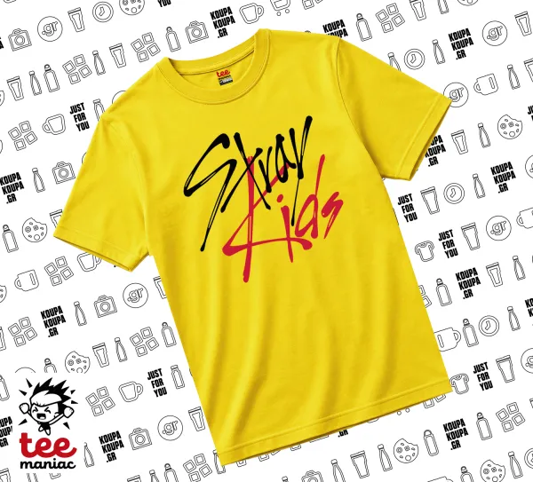 Stray Kids — Κίτρινο Άνετο παιδικό T-Shirt από 100% βαμβάκι, για κάθε μέρα. Vegan & OEKO-TEX πιστοποιημένο.