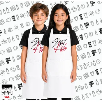 Stray Kids, Λευκή ΠΑΙΔΙΚΗ Ποδιά μακριά Σεφ ολόσωμη με τσέπες