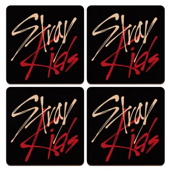 Stray Kids, ΣΕΤ x4 Σουβέρ ξύλινα τετράγωνα plywood (9cm)