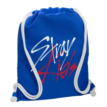 Stray Kids, Τσάντα πλάτης πουγκί GYMBAG Μπλε, με τσέπη (40x48cm) & χονδρά κορδόνια