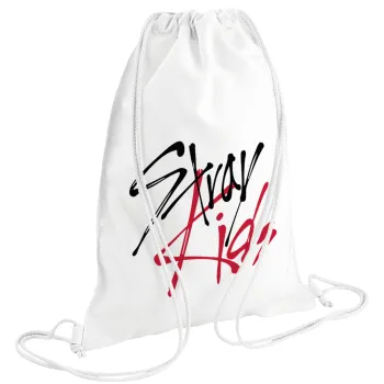 Stray Kids, Backpack pouch GYMBAG white (28x40cm)