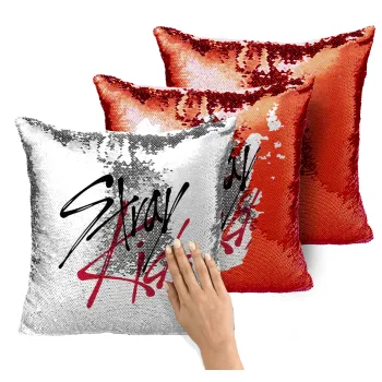 Stray Kids, Μαξιλάρι καναπέ Μαγικό Κόκκινο με πούλιες 40x40cm περιέχεται το γέμισμα