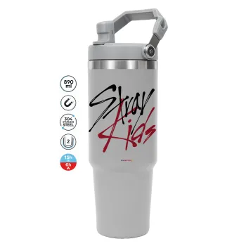 Stray Kids, GREY color, 890ml (30oz) stainless Steel Tumbler with Handle
