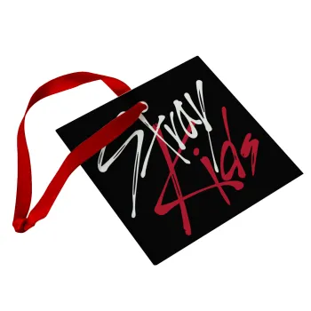 Stray Kids, Στολίδι Χριστουγεννιάτικο στολίδι γυάλινο τετράγωνο 9x9cm