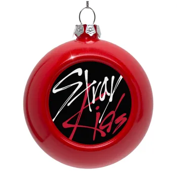 Stray Kids, Στολίδι Χριστουγεννιάτικη μπάλα δένδρου Κόκκινη 8cm