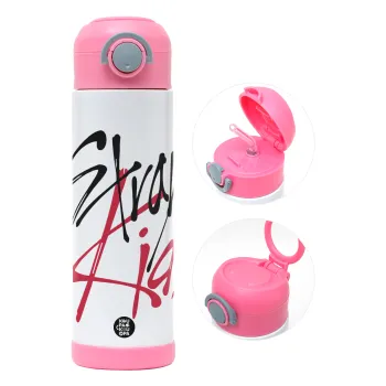 Stray Kids, Children's hot water bottle, stainless steel, with safety straw, PINK (500ml)