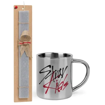 Stray Kids, Easter Set, metallic thermal cup (300ml) & Easter aromatic flat candle (30cm) (GRAY)