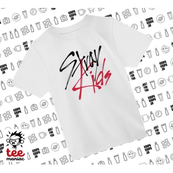 Stray Kids, Άνετο παιδικό T-Shirt ΛΕΥΚΟ από 100% βαμβάκι, για κάθε μέρα. Vegan & OEKO-TEX πιστοποιημένο.