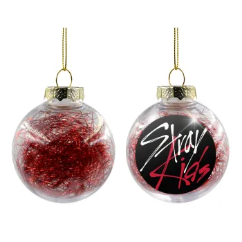 Stray Kids, Στολίδι Χριστουγεννιάτικη μπάλα δένδρου διάφανη με κόκκινο γέμισμα 8cm