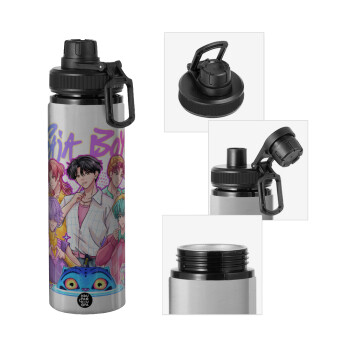 Huntrix Saja Boys, Μεταλλικό παγούρι νερού με καπάκι ασφαλείας, αλουμινίου 850ml