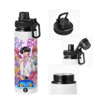 Huntrix Saja Boys, Μεταλλικό παγούρι νερού με καπάκι ασφαλείας, αλουμινίου 850ml