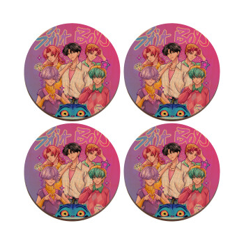 Huntrix Saja Boys, ΣΕΤ x4 Σουβέρ ξύλινα στρογγυλά plywood (9cm)