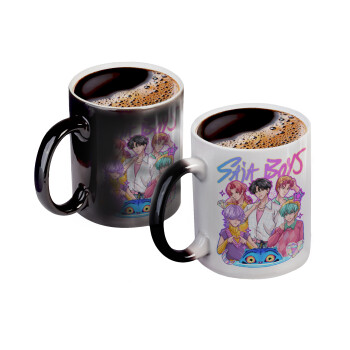 Huntrix Saja Boys, Color changing magic Mug, ceramic, 330ml when adding hot liquid inside, the black colour desappears (1 pcs)
