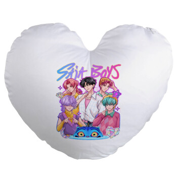 Huntrix Saja Boys, Μαξιλάρι καναπέ καρδιά 40x40cm περιέχεται το  γέμισμα