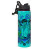 Metallic water bottle with safety lid, 850ml aluminum