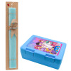 Easter Set, children's snack container BLUE & Easter aromatic flat candle (30cm) (TURQUOISE)