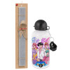 Easter Set, metallic aluminum water bottle (500ml) & aromatic flat Easter candle (30cm) (GRAY)