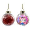 Transparent Christmas tree ball ornament with red filling 8cm