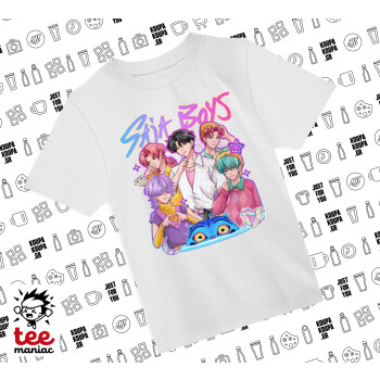 Huntrix Saja Boys, Άνετο παιδικό T-Shirt ΛΕΥΚΟ από 100% βαμβάκι, για κάθε μέρα. Vegan & OEKO-TEX πιστοποιημένο.