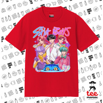 Huntrix Saja Boys, Κλασικό T-Shirt, διπλής ραφής, χωρίς πλευρικές ραφές ΚΟΚΚΙΝΟ από 100% βαμβάκι. Vegan & OEKO-TEX πιστοποιημένο.