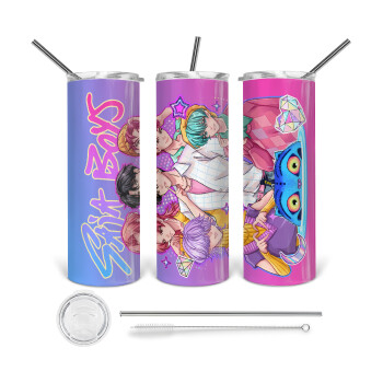 Huntrix Saja Boys, Tumbler stainless steel 600ml, with metal straw & cleaning brush