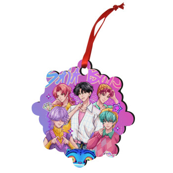 Huntrix Saja Boys, Στολίδι Χριστουγεννιάτικο στολίδι snowflake ξύλινο 7.5cm