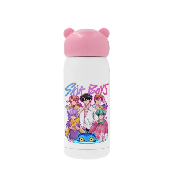 Huntrix Saja Boys — Ροζ ανοξείδωτο παγούρι θερμό (Stainless steel), 320ml