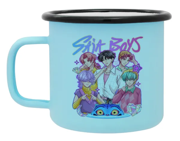 Huntrix Saja Boys — Κούπα Μεταλλική εμαγιέ ΜΑΤ σιέλ 360ml