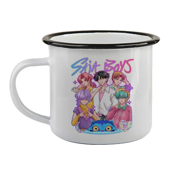 Huntrix Saja Boys — Enamel mug with black rim, 360ml