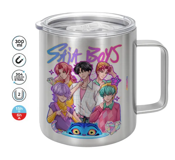 Huntrix Saja Boys — Double-walled stainless steel mug 300ml with temperature-retaining lid