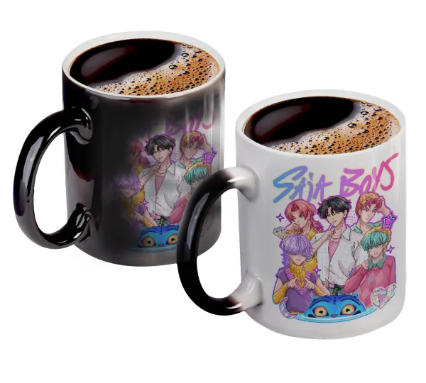 Huntrix Saja Boys — Color changing magic Mug, ceramic, 330ml when adding hot liquid inside, the black colour desappears (1 pcs)