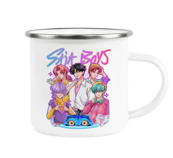 Huntrix Saja Boys — Metallic enamel cup white 360ml
