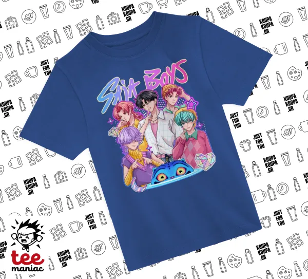 Huntrix Saja Boys — ΜΠΛΕ Παιδικό T-Shirt από 100% βαμβάκι, για κάθε μέρα. Vegan & OEKO-TEX πιστοποιημένο.