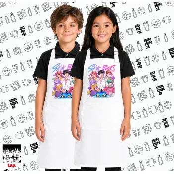 Huntrix Saja Boys, Λευκή ΠΑΙΔΙΚΗ Ποδιά μακριά Σεφ ολόσωμη με τσέπες