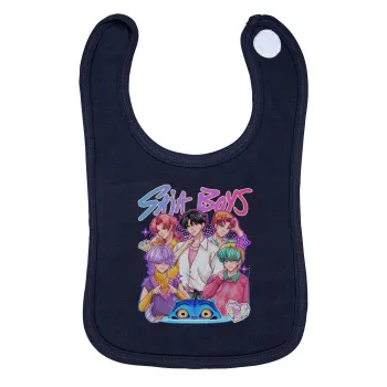 Huntrix Saja Boys, Σαλιάρα με Σκρατς 100% Organic Cotton Μπλε (0-18 months)