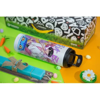 Huntrix Saja Boys, Πασχαλινή Λαμπάδα με Travel Tumbler θερμό με διπλό καπάκι (600ml, BPA free) & κερί αρωματικό πλακέ (30cm) (ΤΙΡΚΟΥΑΖ)
