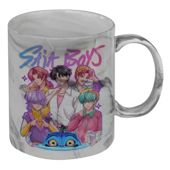 Huntrix Saja Boys, Κούπα κεραμική, marble style (μάρμαρο), 330ml